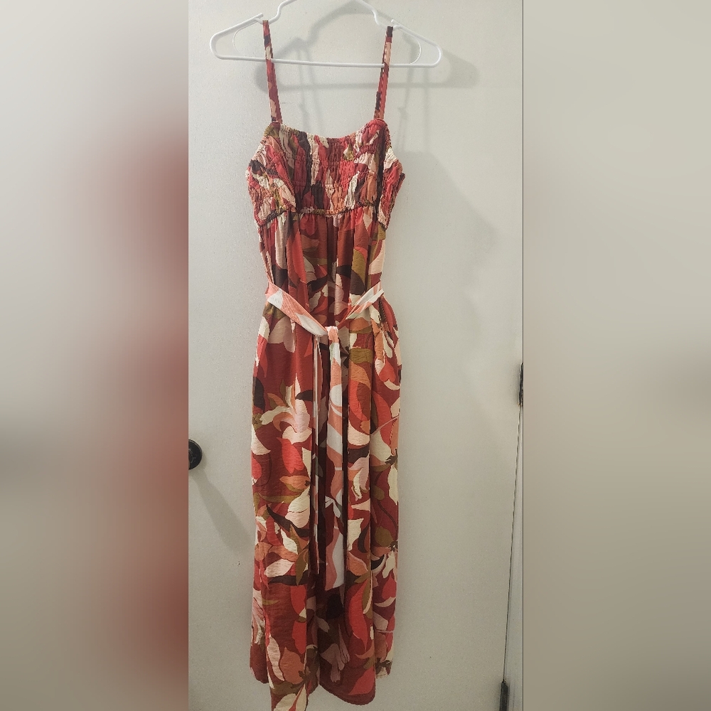 A New Day Floral Red Maxi Dress, Size Mediun, With Pockets,‎ 84 % Rayon.